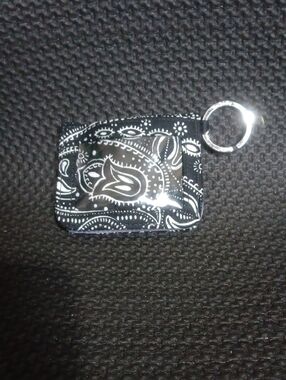 Vera Bradley Black and White Paisley Key Card Holder
